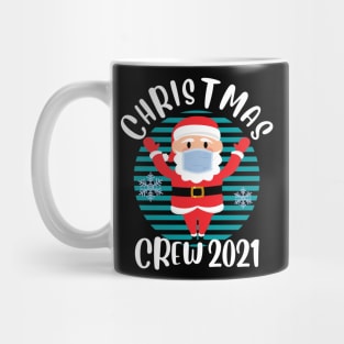 Christmas Crew 2021 Funny Face Mask Wearing Santa Matching Family Christmas Mug